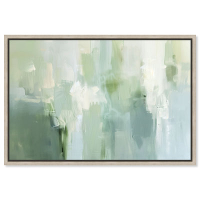 Softened Sage II Framed Canvas Print Sage Wall Decor by Art Remedy, Natural Oak Frame, 45 x 30