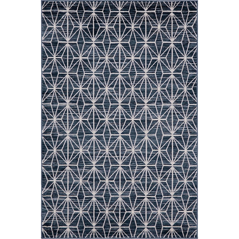 Tapis géométrique bleu / ivoire Heights, Rectangle 4 pi x 6 pi