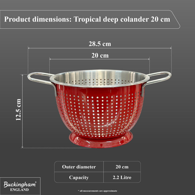 Buckingham Stainless Steel Colander, Red