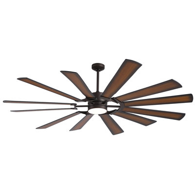 Powerful 12 Blade Ceiling Fan With Light For Large Rooms, 8012 Cfm, Remote & Timer, 3 Color Led, Dual-Finish Blades