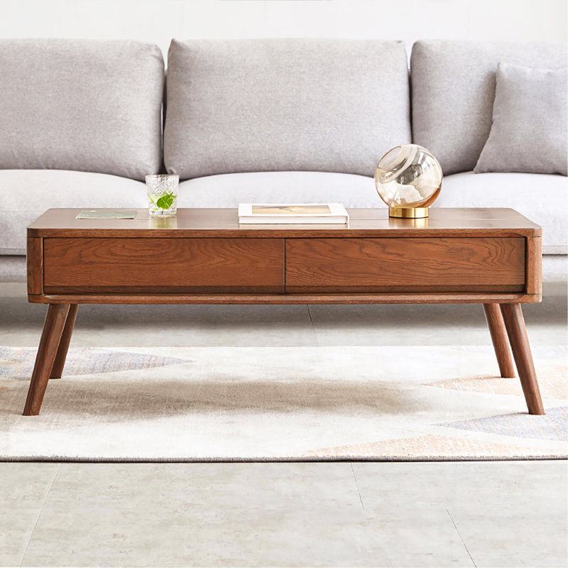 Center Table Low Table 100% Solid Wood Top Plate Desk Coffee Table Study Desk Work From Home Easy To Assemble Color Wood With Storage Shelf