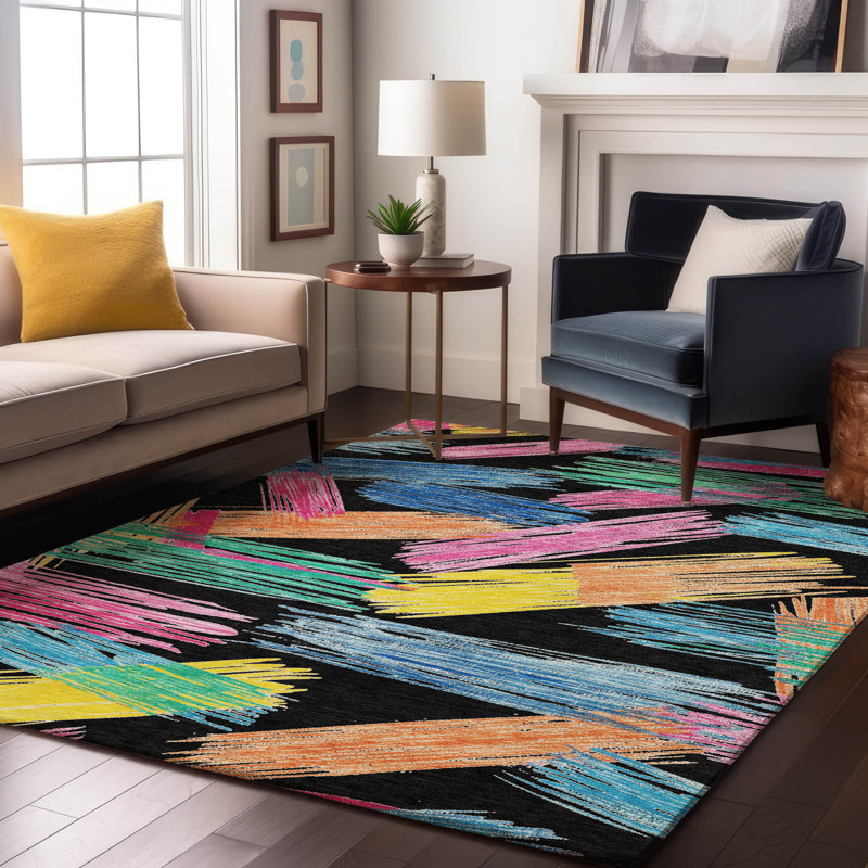 Premium Machine Washable Mehara AMF1696 Stripes Rug, Rectangle 10' x 14'