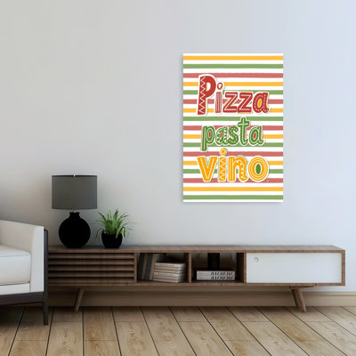 Pizza Pasta Vino Colorful Modern Contemporary Wall Art Print