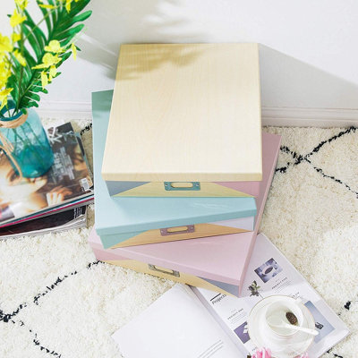 Decorative Cardboard Storage Boxes With Lids - Set Of 3: Pa...