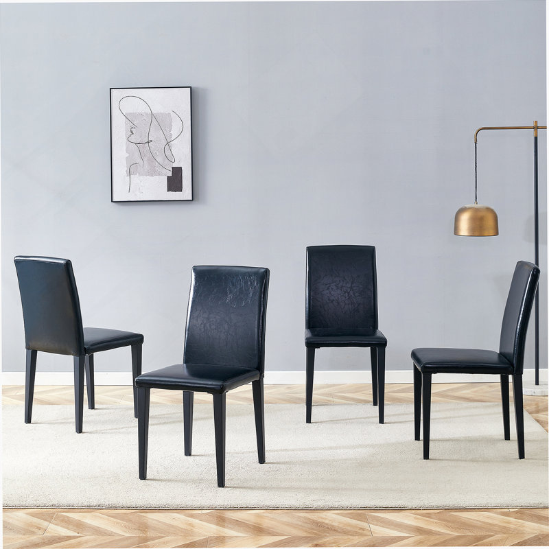 Foldable PU Dining Chairs Set Of 4, Comfortable, Space-Saving, And Stylish For Indoor And Outdoor Use., 4, Black, Black