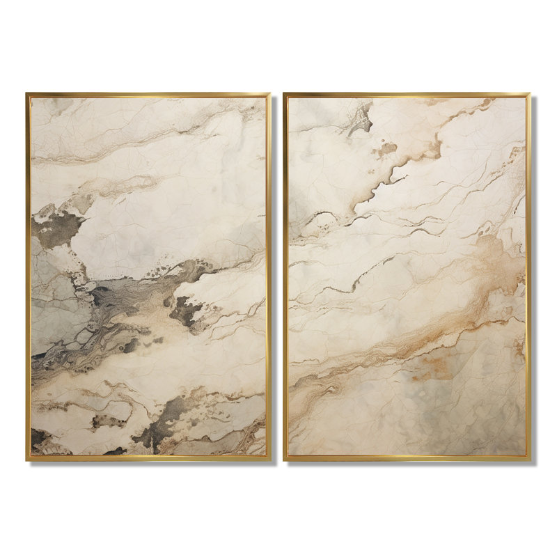 Beige et blanc, rivière de marbre - art mural abstrait en marbre, Toile tendue, Ne s’applique pas, H 36 po x l 48 po