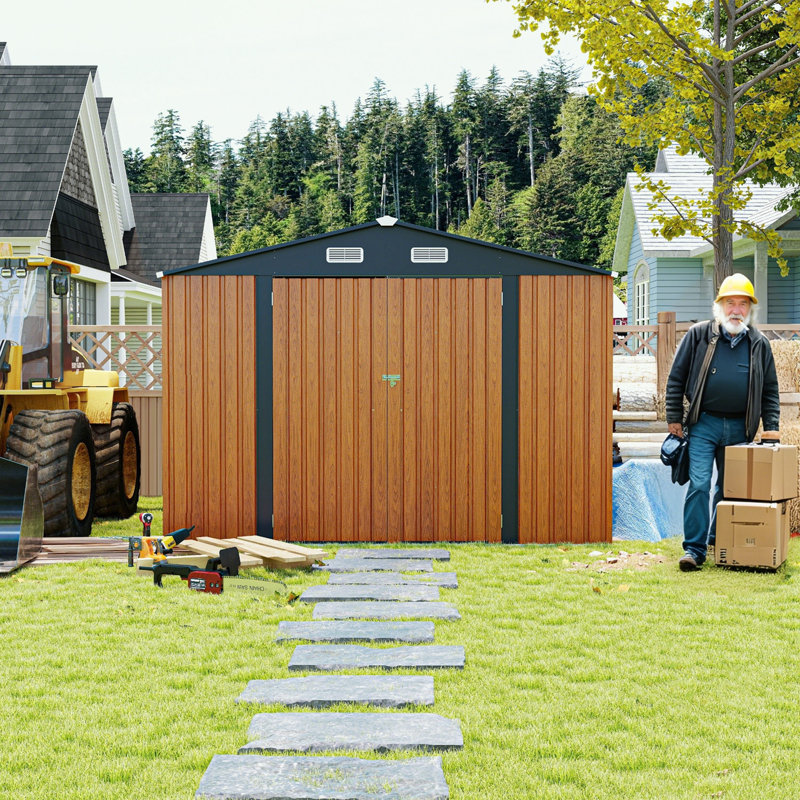 Remise de rangement extérieure avec 3 portes verrouillables, Jaune