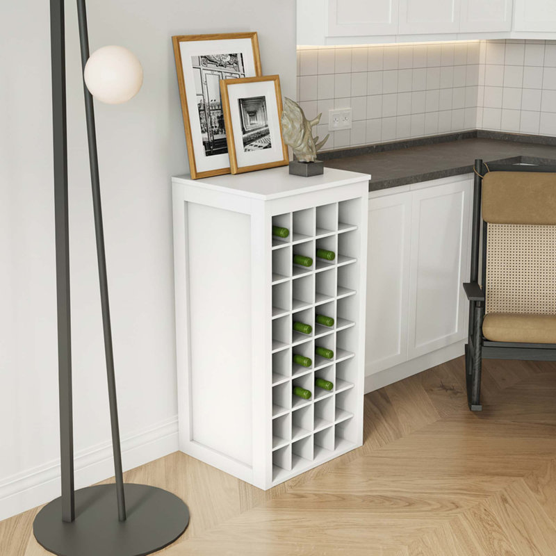 Armoire à vin modulaire 35 "avec rangement à 32 fentes et tablettes blanc