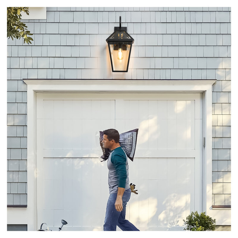 2-Pack Outdoor Wall Lantern Sconces - Modern Black Aluminum Exterior Light Fixtures with Clear Glass for Front Porch, Patio & Garage