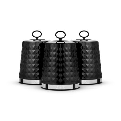 Tower Solitaire Canisters, Mirror Finished Steel Lid with Round Loop, Airtight