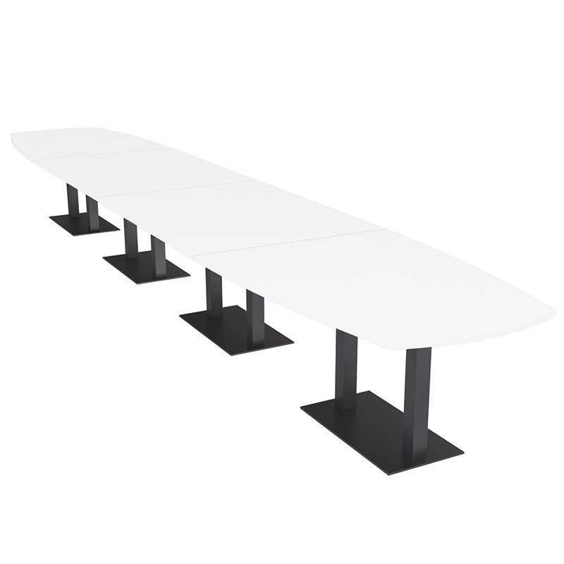 Table de conférence Arc Boat, H 30 po x l 216 po x P 48 po, Blanc classique, Noir mat