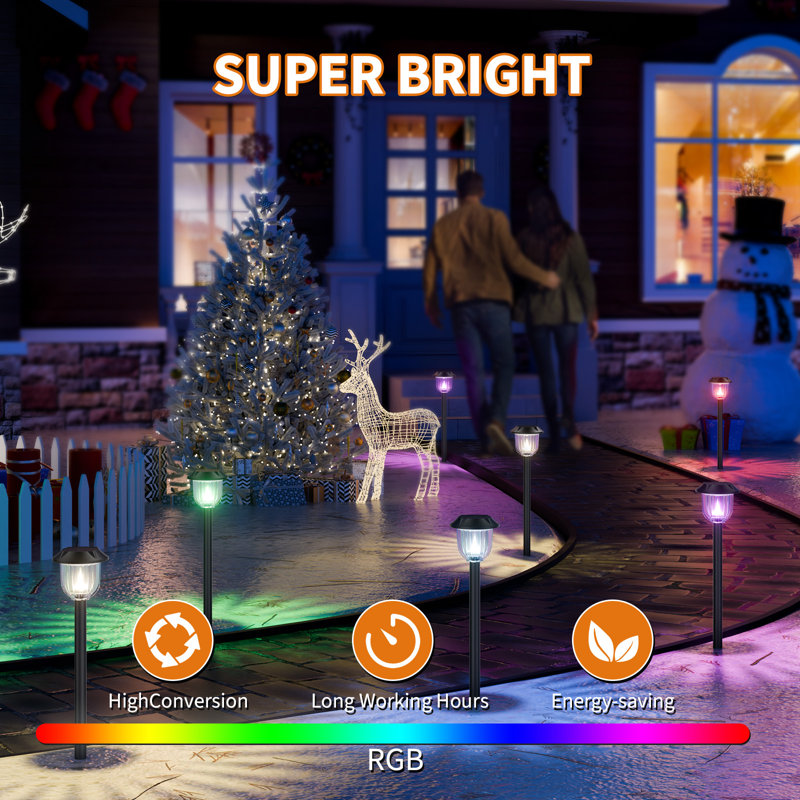 Solar Pathway Lights Outdoor Waterproof, Auto RGB Color Changing Solar Lights, IP65, Perfect for Garden Walkway Landscape Holidays Decor (Set of 2)