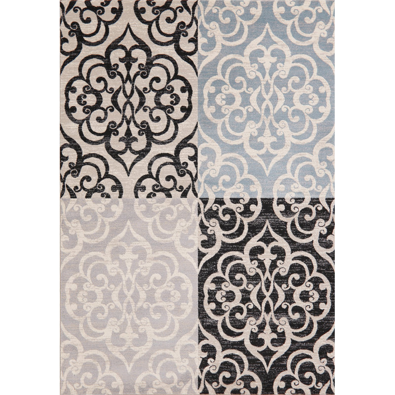 Tapis noir/beige zone Bertie