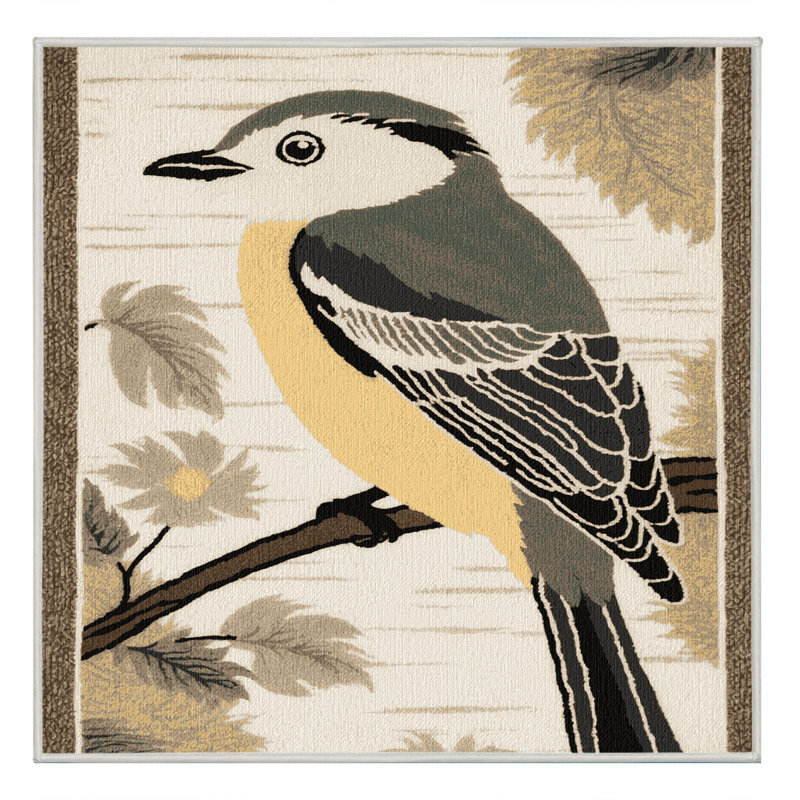  Tapis lavable à motif d'oiseaux blancs japonais, Carré 4 pi