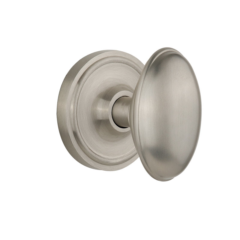 Classic Rosette with Homestead Door Knob, Satin Nickel, 2-3/4”