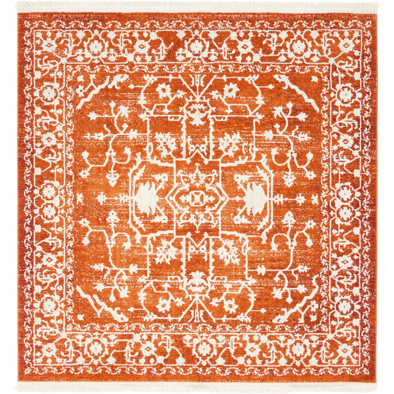 Folkeste Oriental Area Rug, Square 4', Orange