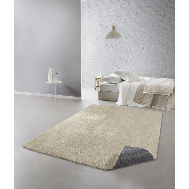 Alja Machine Washable Plain Silky Tufted Beige Rug