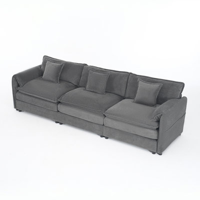 Canapé modulaire surdimensionné à siège profond, canapé en nuage de chenille moderne, grand canapé modulaire 3 places avec 3 coussins pour le salon, la chambre et le bureau, combinaison de bricolage