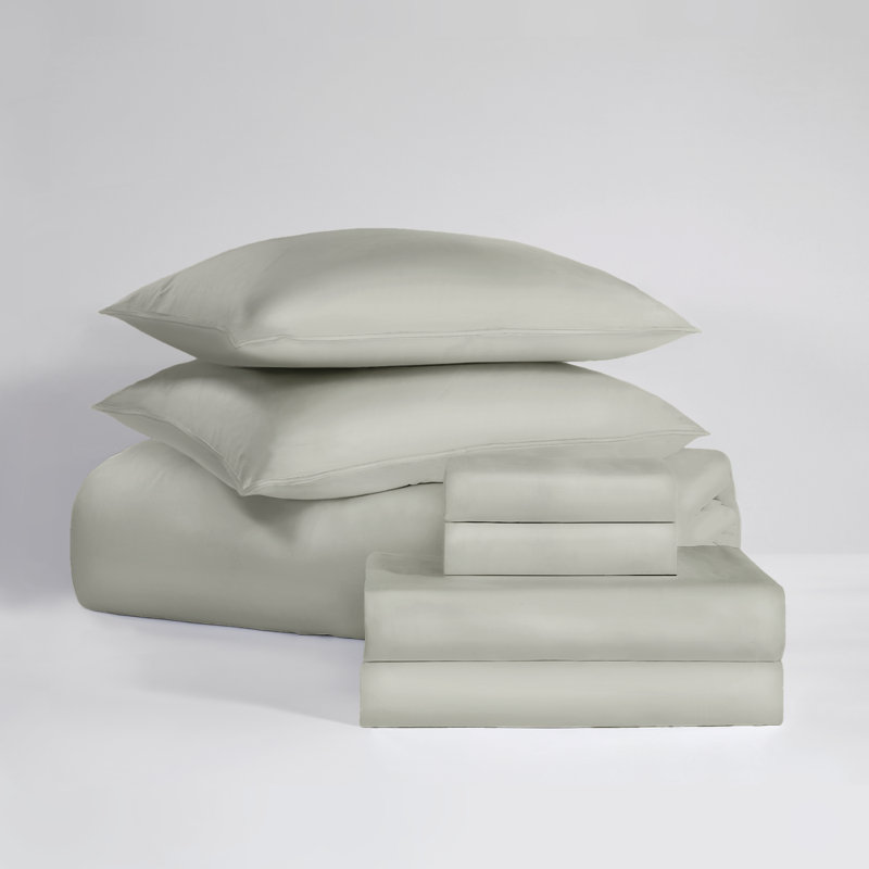 Silken Sateen TENCEL Duvet Cover Set , Gray, Queen