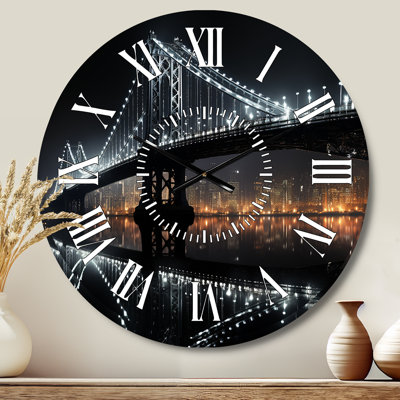 Black Bridge Of Light - Architecture White Face Wall Clock