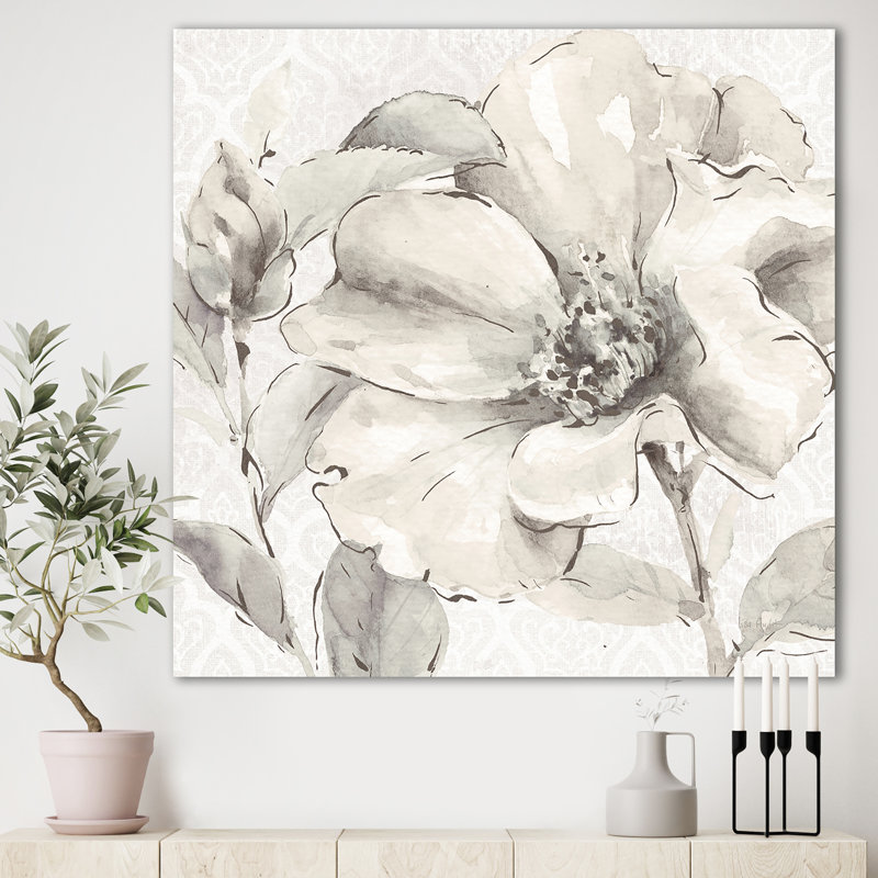 Peony, art mural sur toile, pivoine grise indigold IV, H 16 po x l 16 po x P 1 po