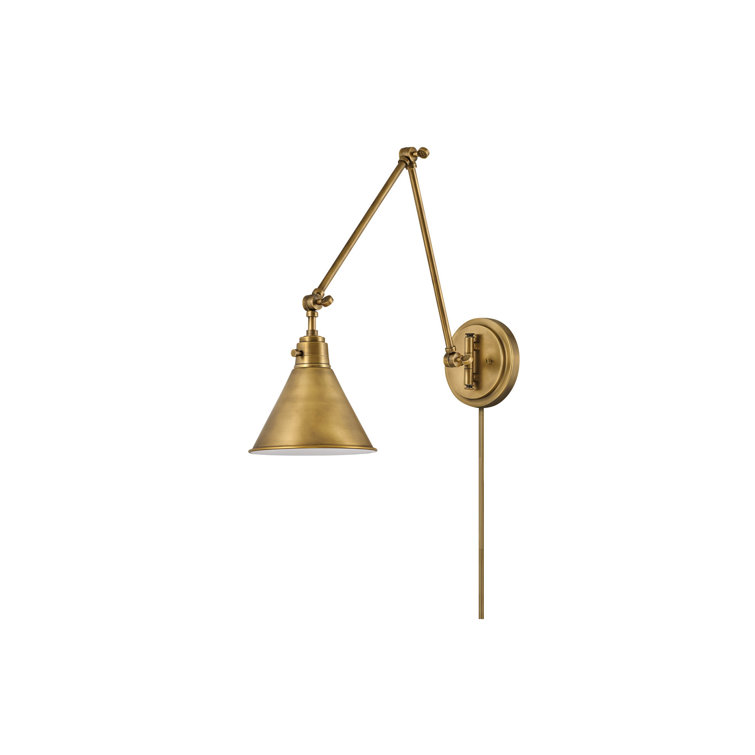 Arti 7.75-in Swing Arm Extendable Single Light Plug-In Sconce with On/Off Switch