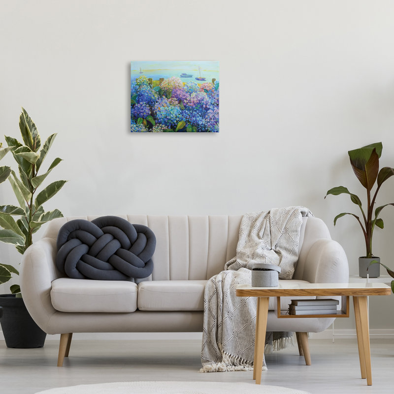 «Hydrangea By The Sea», art mural sur toile par Catherine Elliot, H 16 po x l 20 po