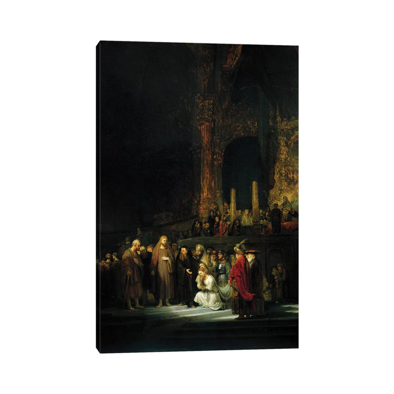 The Woman taken in Adultery, 1644 by Rembrandt van Rijn - 1 Piece Wrapped Canvas Wall Art, 20.32 cm H x 30.48 cm W