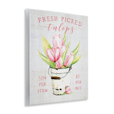 Plaque murale antique avec tulipes fraîchement cueillies, design par Lux + Me Designs