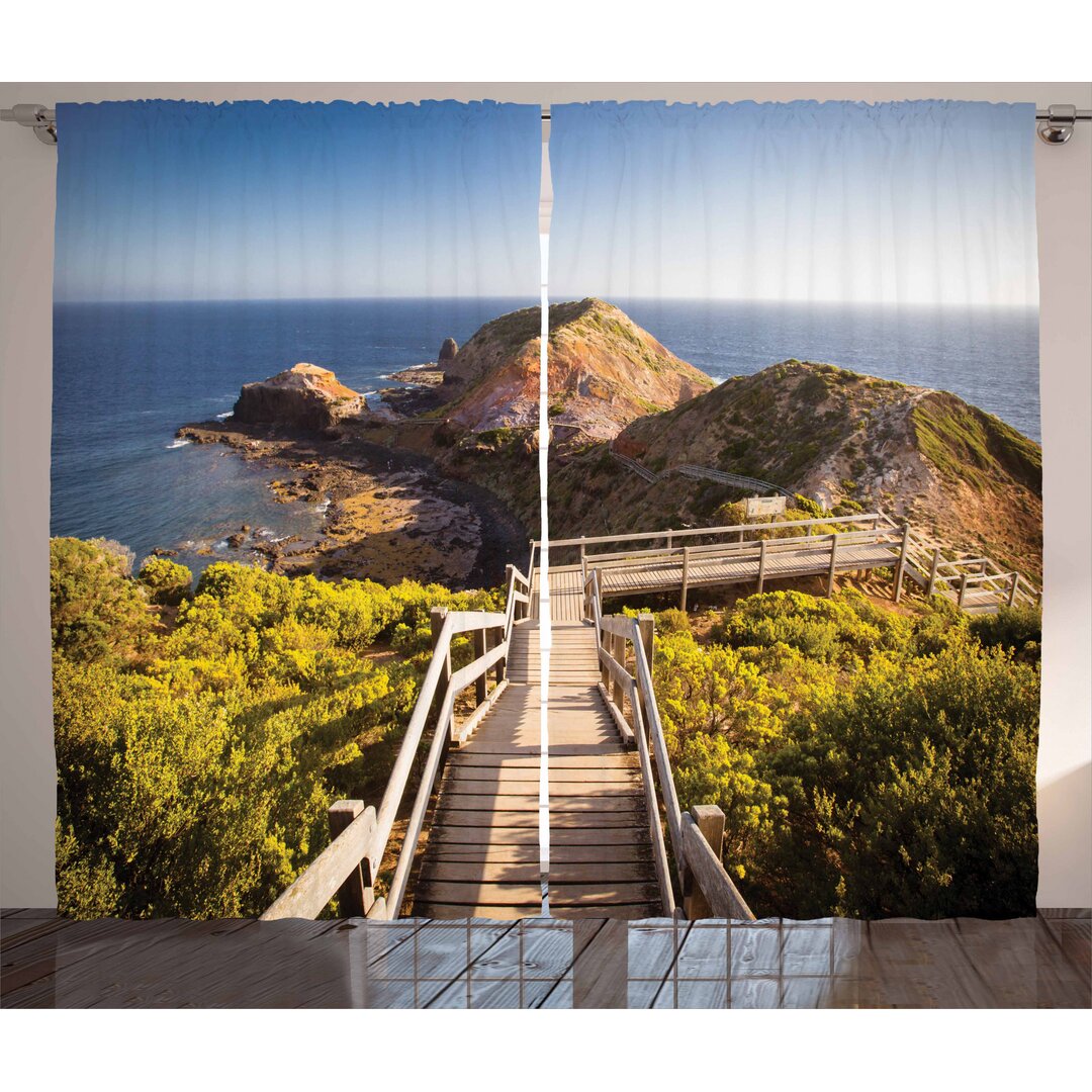 Rustikaler Vorhang, Rocks-Brücke und das Meer, Australien, Tan Grün Blau