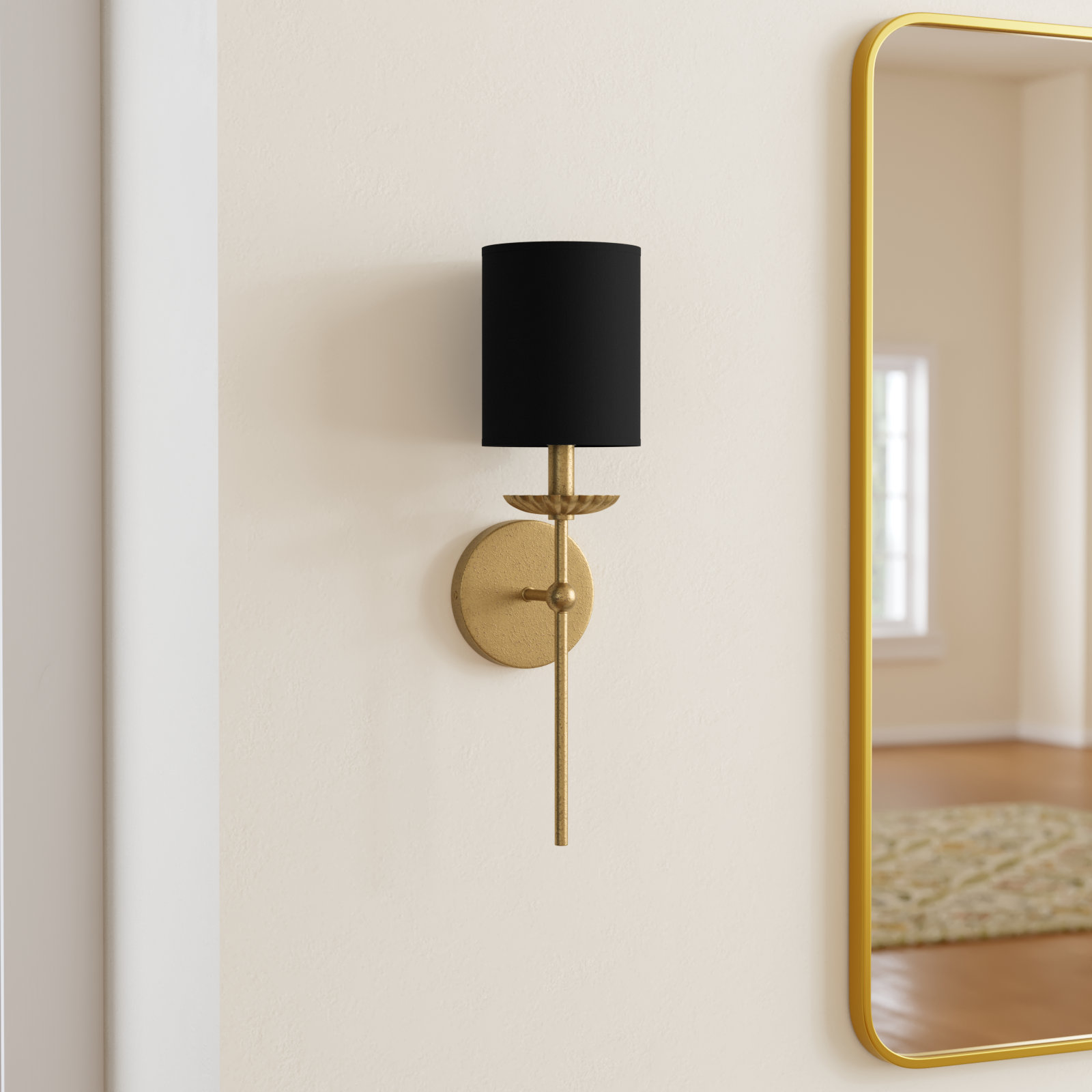 Olivette Single Light Dimmable Wall Sconces, Gold, Black