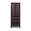Armoire de rangement en bois massif avec tiroirs, portes incrustées en rotin et tablettes réglables Ameer-118226014