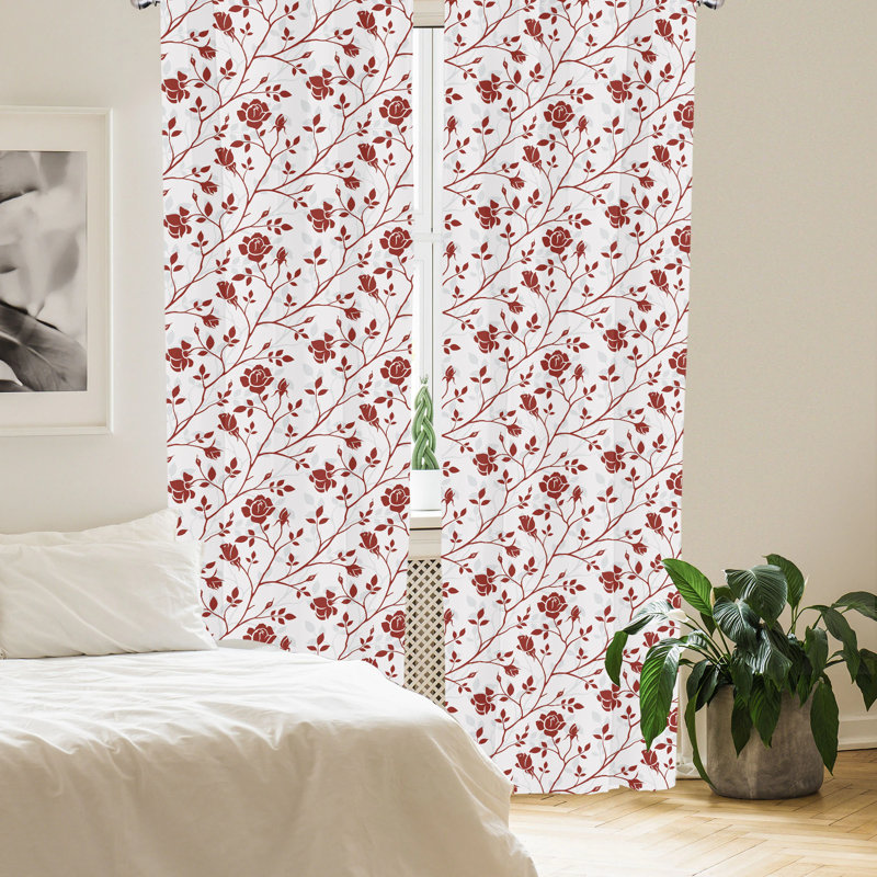 Floral Semi-Sheer Rod Pocket Sliding Panel, 28" x 95"