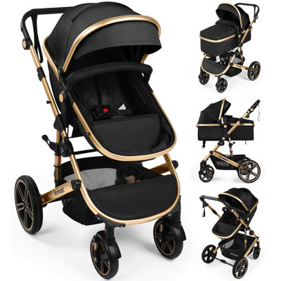 Compact Foldable Travel Stroller, Reversible Seat, 0–36 Months, Lightweight For On-The-Go,Black