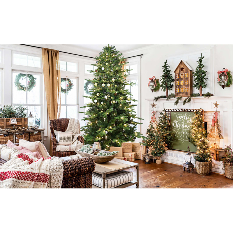 Arbre de Noël avec branches articulées, lumières pré-enfilées, aiguilles réalistes, support robuste et assemblage facile pour les décorations festives