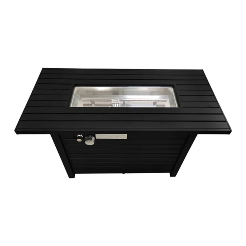 24" H Steel Propane Outdoor Fire Pit Table With Lid, Black, Propane