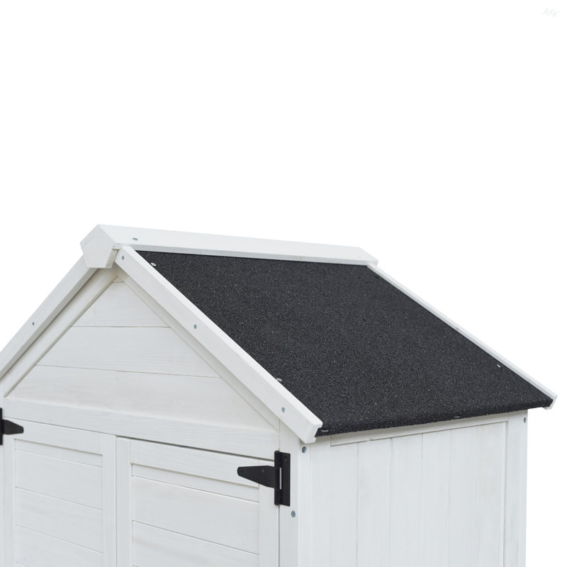 Remise de rangement 67 po en bois de sapin blanc avec portes doubles