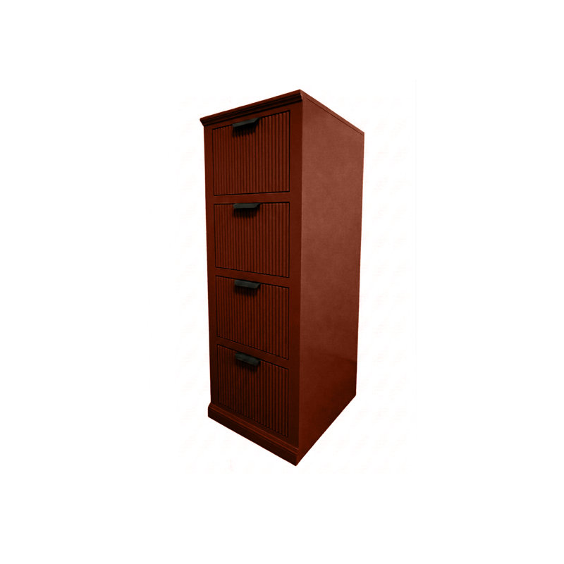 Fluted Solid Wood 4 Drawer File Cabinet, Concord Cherry