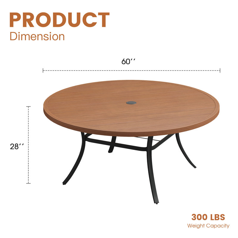 Table de salle à manger 60 ", Brun / bois brossé