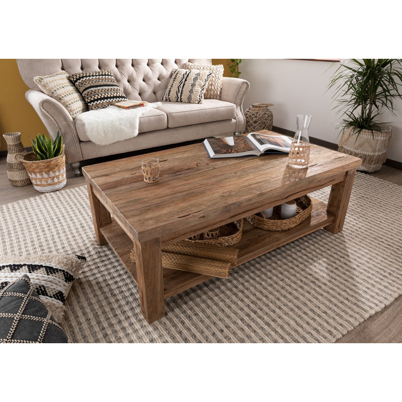 Bassano Solid Wood Four Leg Coffee Table with Storage