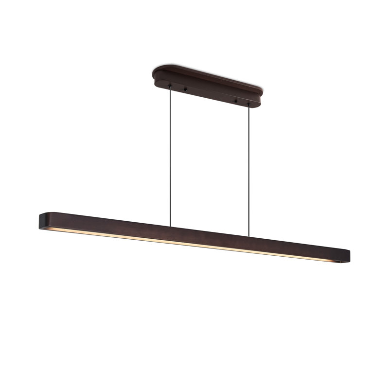 51-inch Led Linear Pendant Light, Solid Wood, Modern Dining Room Lighting
