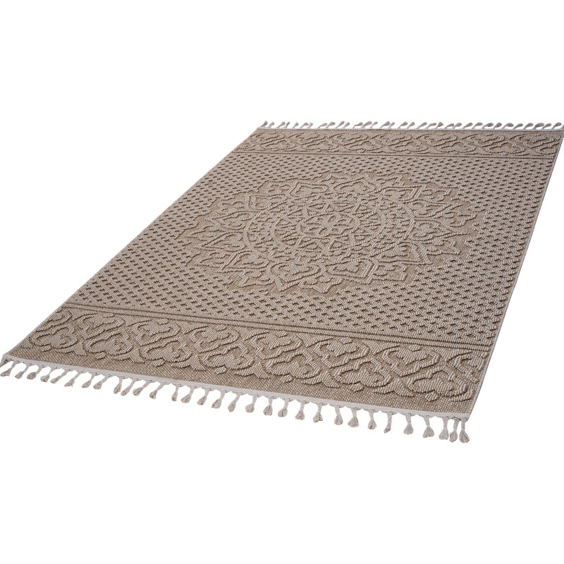 4X6 Beige Medallion Area Rug From Loom & , Stain , Non-Shedding, Safe For And Pets, Ideal Indoor/Outdoor, Living Room, Bedroom, Study Rug, -, All Spaces, Entryway, Dorm Room