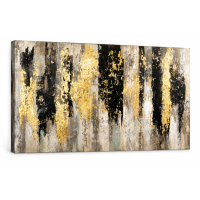  Urban Gold Rhythm Abstract Wrapped Canvas Wall Art