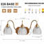 Luminaires de salle de bain rétro en or, 3 lumières de meuble-lavabo en cristal tulipe transparent brossé, finition laiton antique mat, style Mid-Century, appliques murales pour la chambre à coucher, couloir, facile à installer-1862601898-1862601903