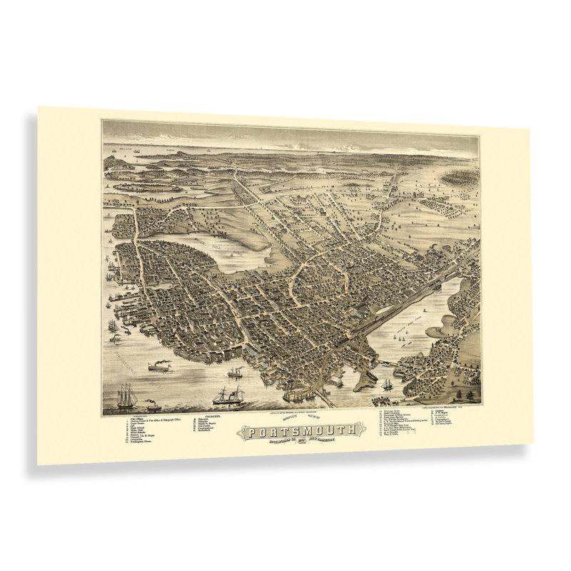 1877 Portsmouth, New Hampshire, H 24 po x l 36 po