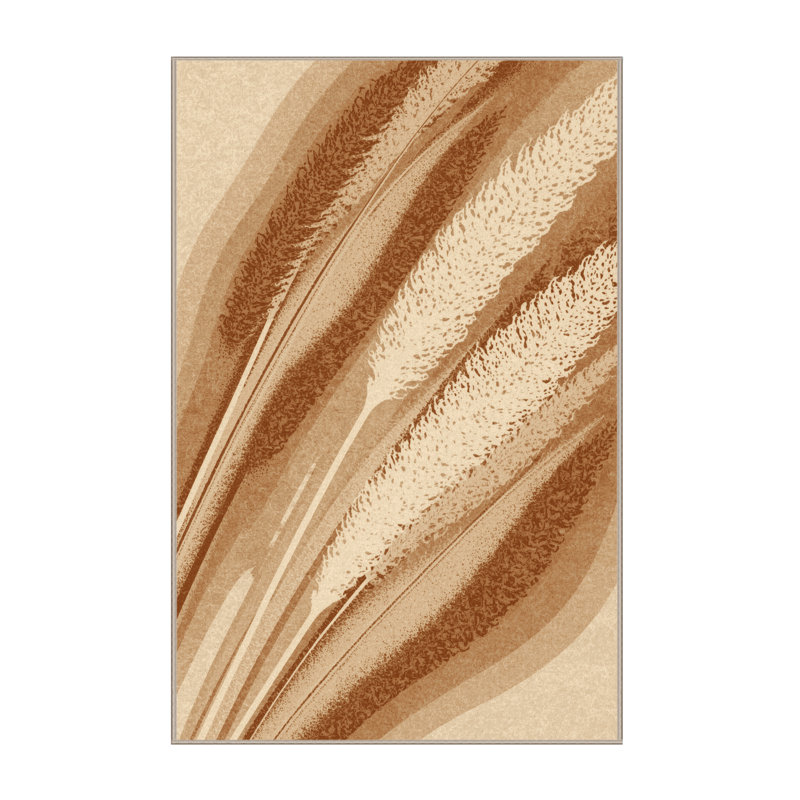 Machine Washable Pascasio Pampas Grass Modern Rustic Abstract Rug in Beige – Beige Binding, 8x12