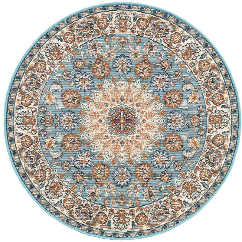 Tapis traditionnel bleu Tollefson, Rond 3 pi 3 po