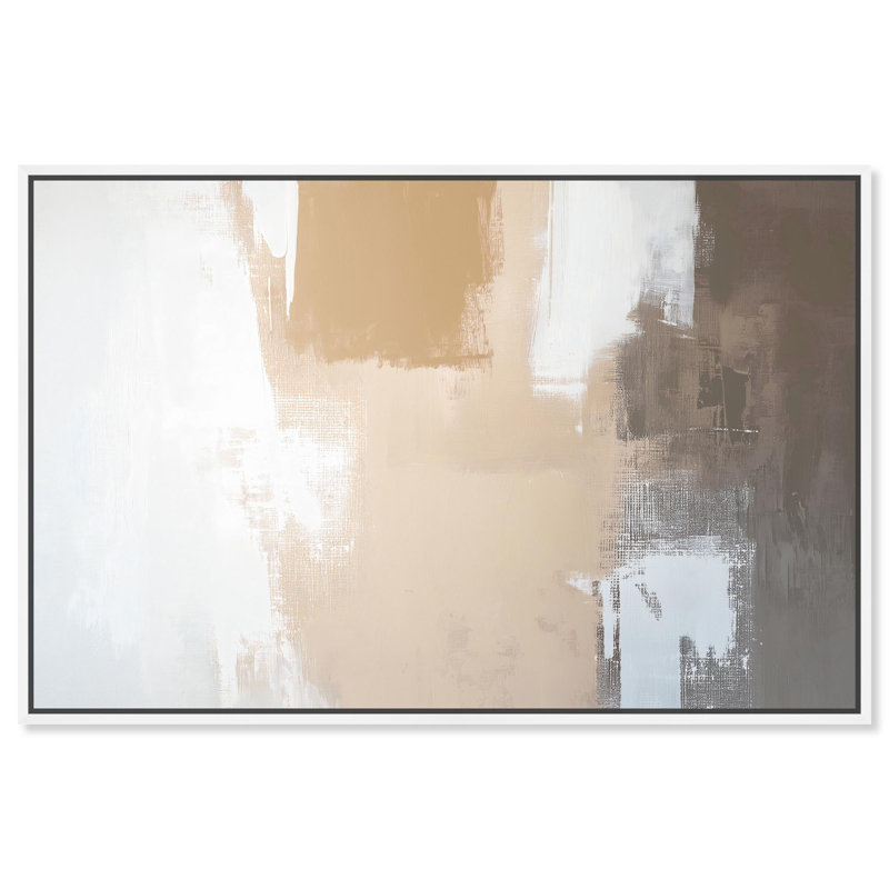 «Solace in Softness II», toile abstraite texturée par Art Remedy, H 25 po x l 37 po, Cadre flottant blanc