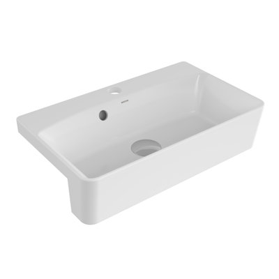 Milano Semi-Recessed Basin - 56x41cm With 1 Tap Hole in Gloss White