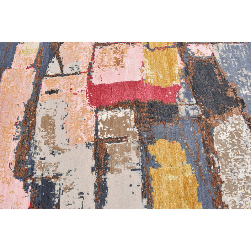 Wool Abstract Area Rug, Rectangle 6' x 9'